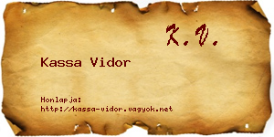 Kassa Vidor névjegykártya